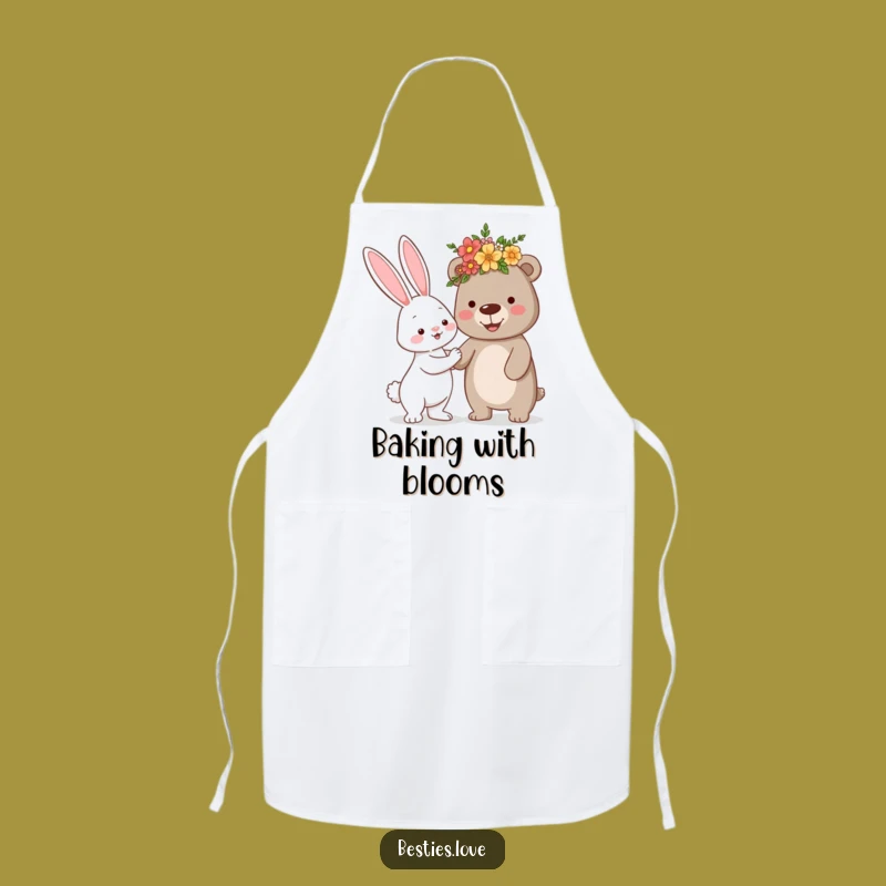Cute Funny Bunny Bear Flower Crown Apron - Adorable Animal Kitchen Gift