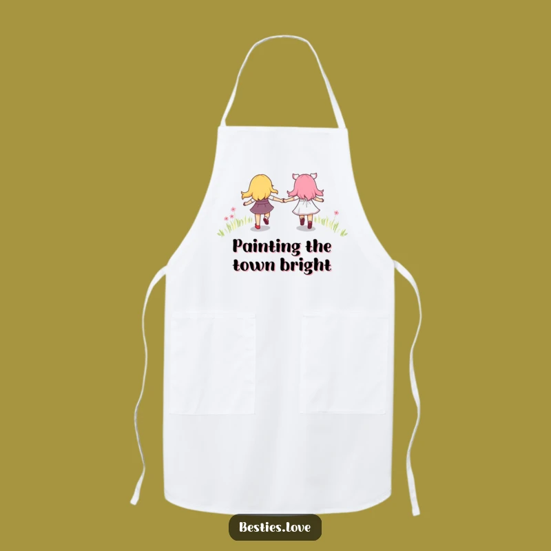 Funny Best Friends Rainbow Path Apron: Kitchen Joyful Journey Gift