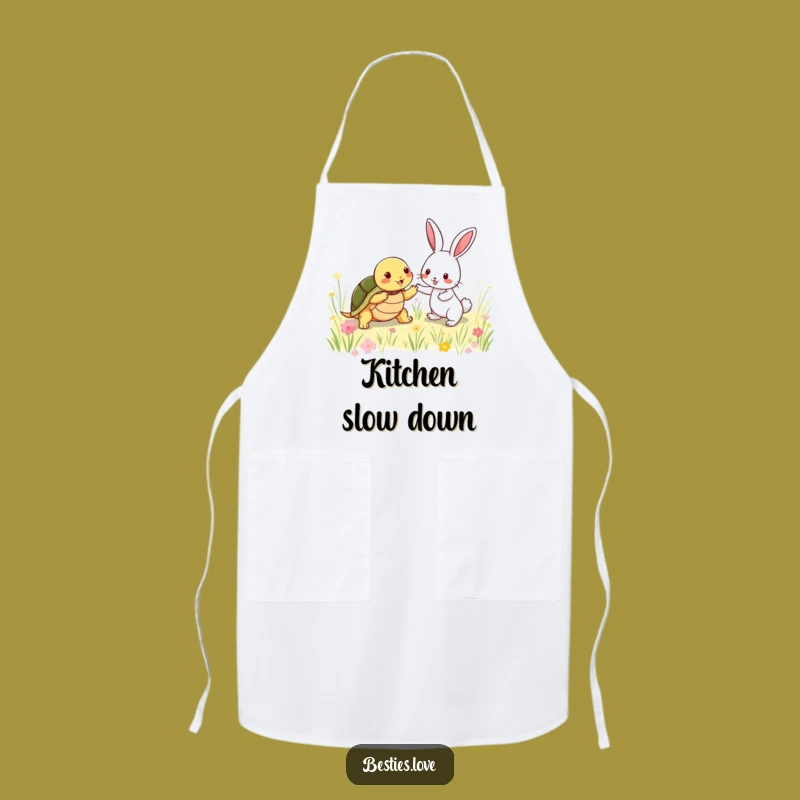 Funny Friendship Frolic Apron: Cook with Turtle & Rabbit Tagging Fun, Ideal Funny Gift