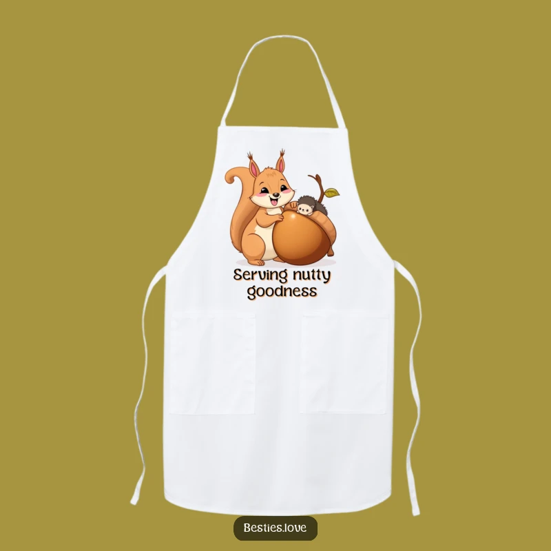 Funny Squirrel & Hedgehog Sharing Acorn Apron - Kitchen Humor Gift!