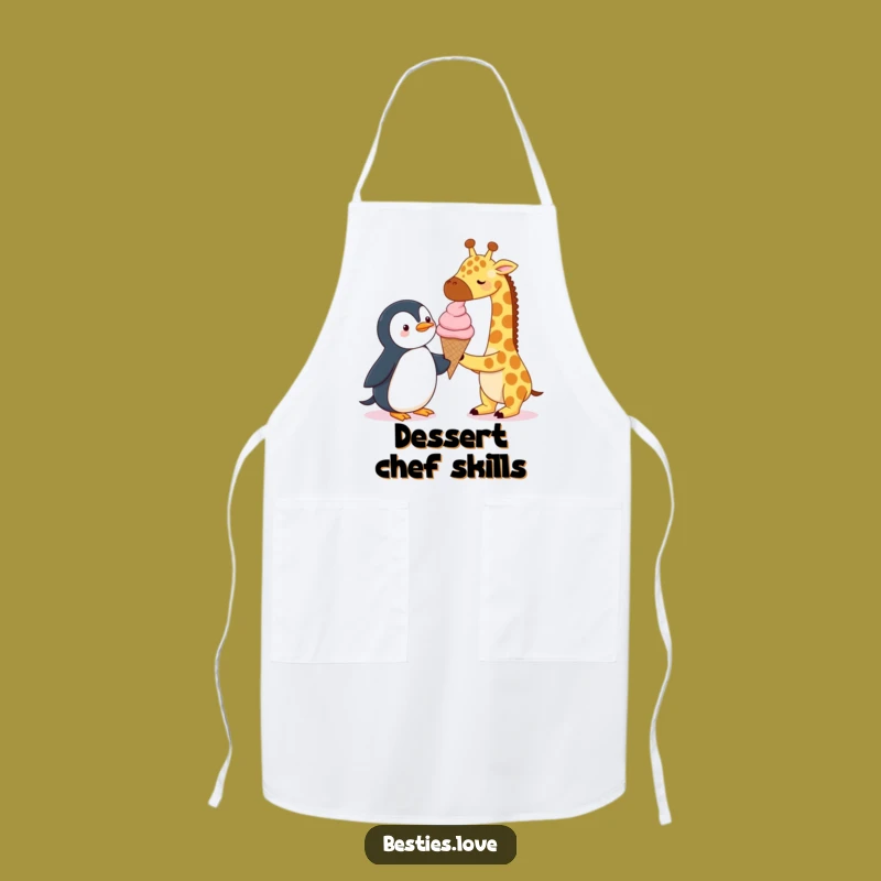 Funny Sweet Treat Apron: Cook with Giraffe & Penguin Ice Cream Fun, Ideal Funny Gift