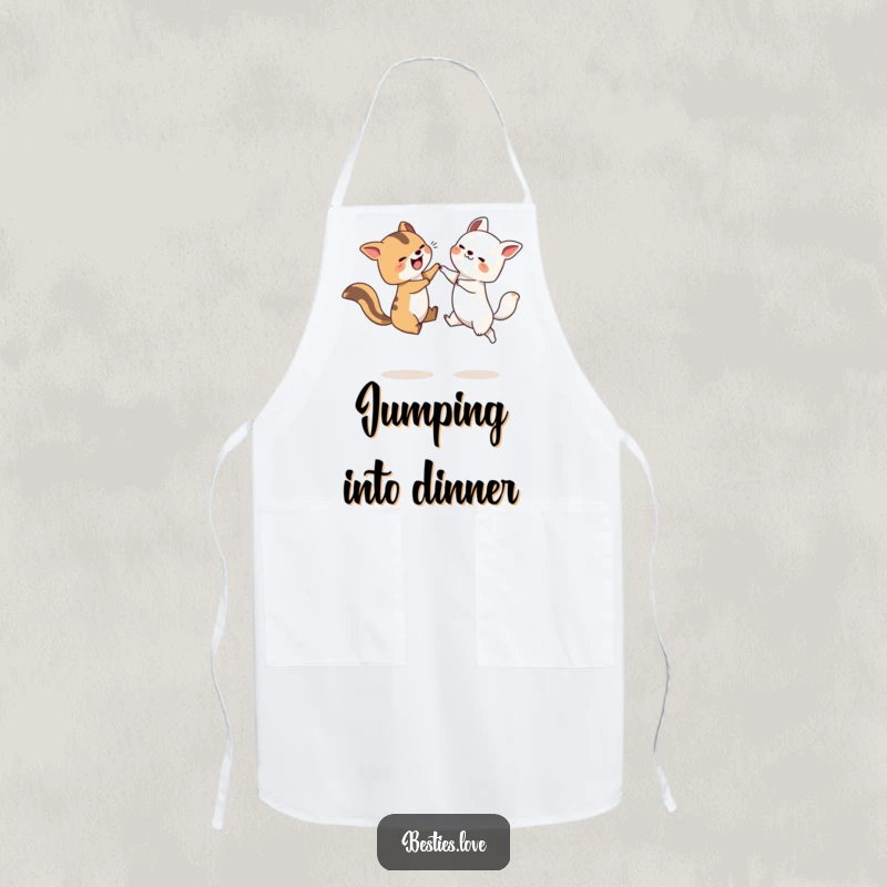 Funny Leapfrog Animals Apron showing two animals leaping with joy, perfect for adding humor to any culinary task.