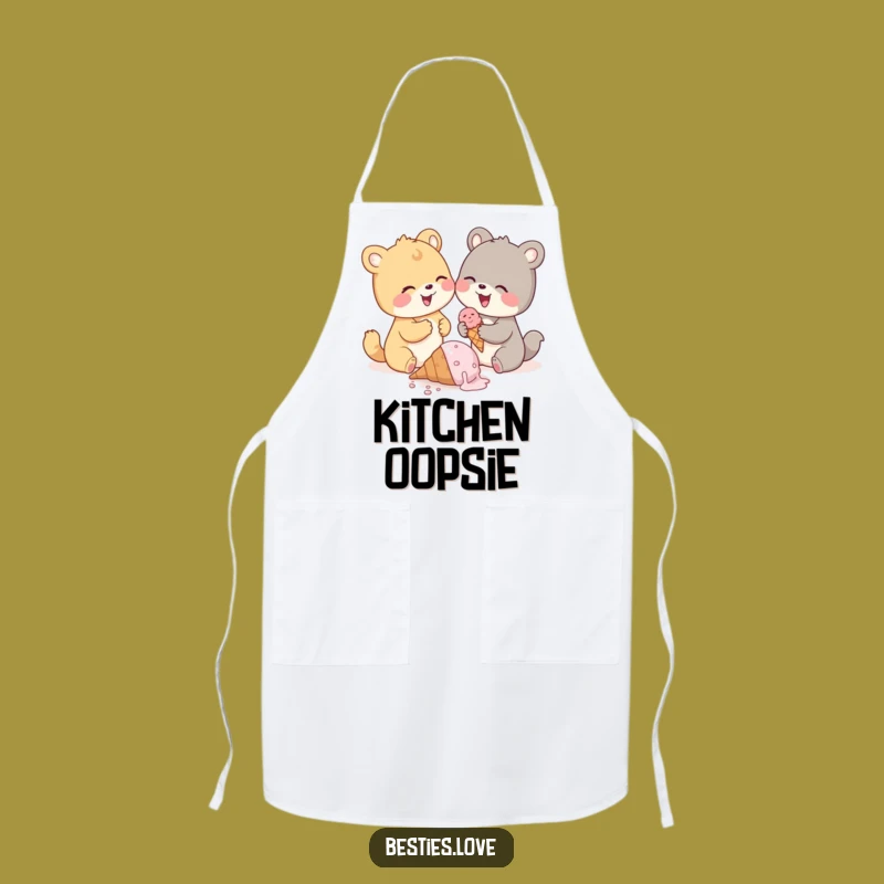 Funny Ice Cream Mishap Apron, Cute Animal Pals Kitchenwear, Great Funny Gift