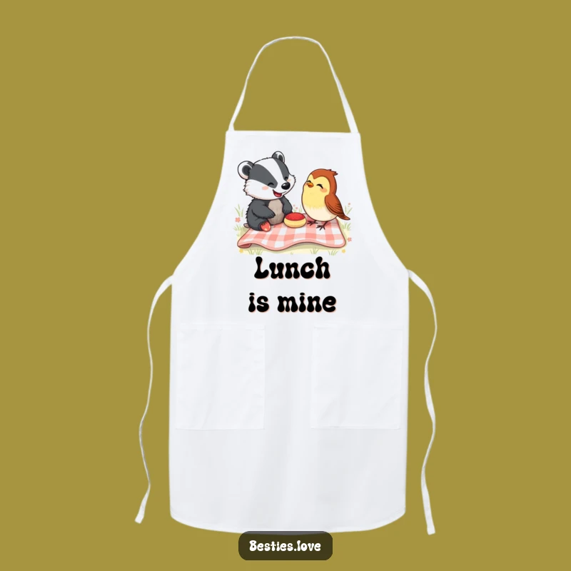 Funny Picnic Pals Apron: Cook with Laughs Featuring Badger & Robin, Ideal Funny Gift