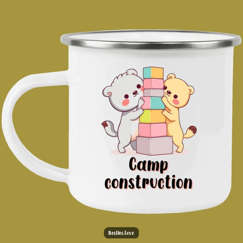 Funny Bestie Animals Block Tower Camping Mug: Adventure Fuel for Builders