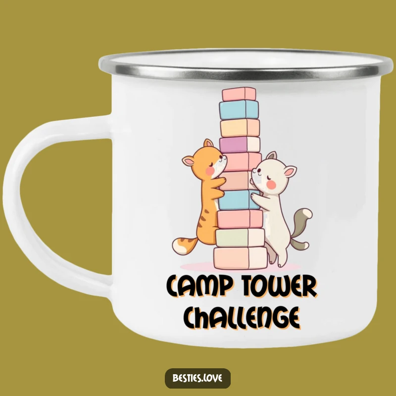 Funny Bestie Block Tower Camping Mug, Outdoor Animal Pals Mug, Best Funny Gift