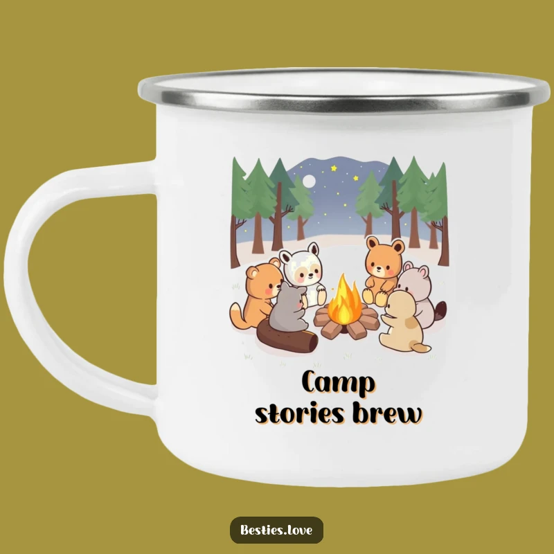 Durable Funny Kawaii Campfire Mug, Cozy Outdoor Story Gift