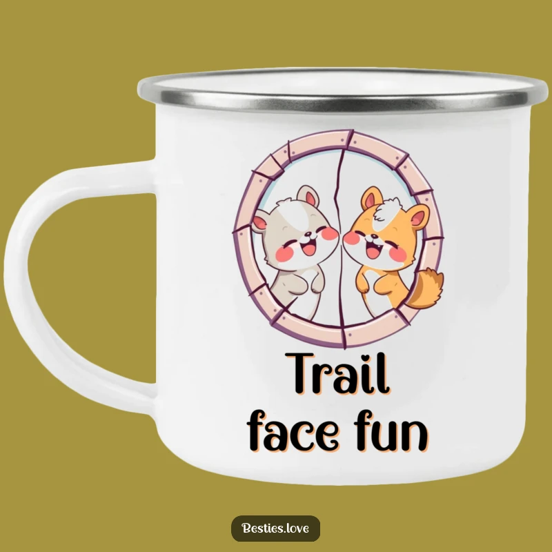 Funny Animal Friends Cracked Mirror Camping Mug: Adventure Fuel for Laughs