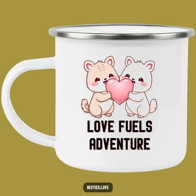 Funny Enamel Animal Heart Camping Mug: Adventure with Love