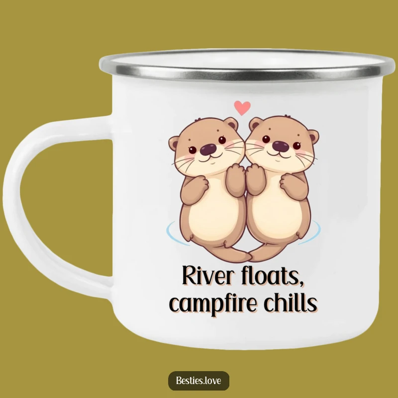 Funny Otter Paws Camping Mug: Floating Friends by the Campfire