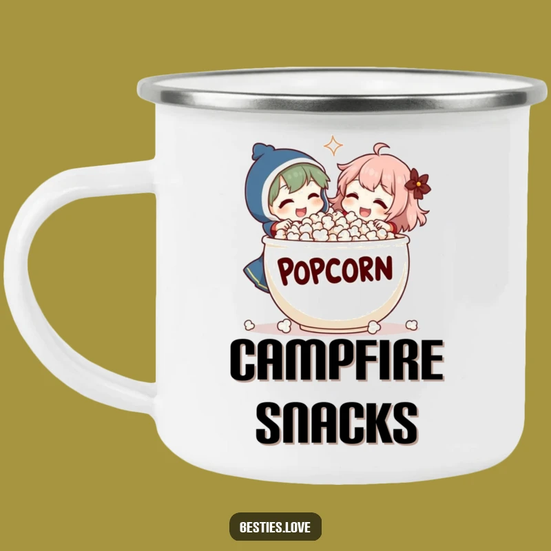 Funny Popcorn Laugh Camping Mug - Durable & Comedic Outdoor Drinkware