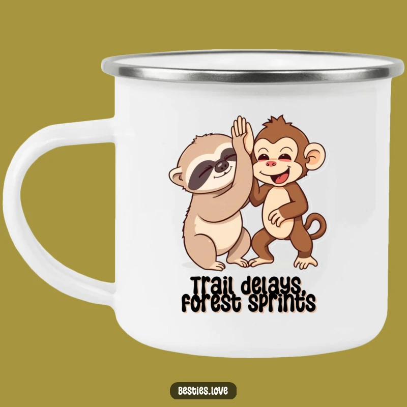 Funny Sloth & Monkey High-Five Camping Mug - Adventure Spirit Gift!