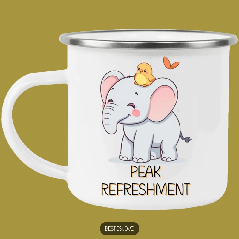 Funny Gentle Giant Camping Mug: Elephant & Bird Ride Adventure, Great Funny Gift