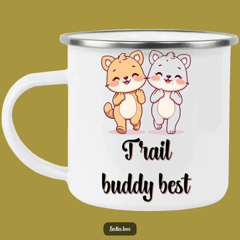 Durable Funny Kawaii Friendship Paws Camping Mug, Joyful Outdoor Gift