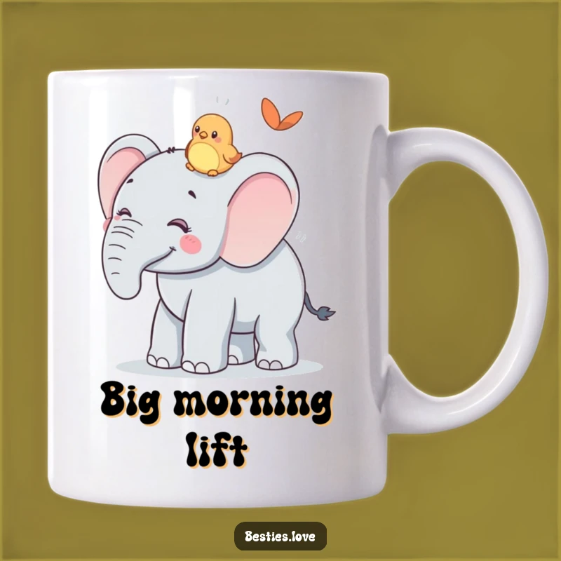 Funny Gentle Giant Mug: Elephant & Bird Ride, Heartwarming Funny Gift