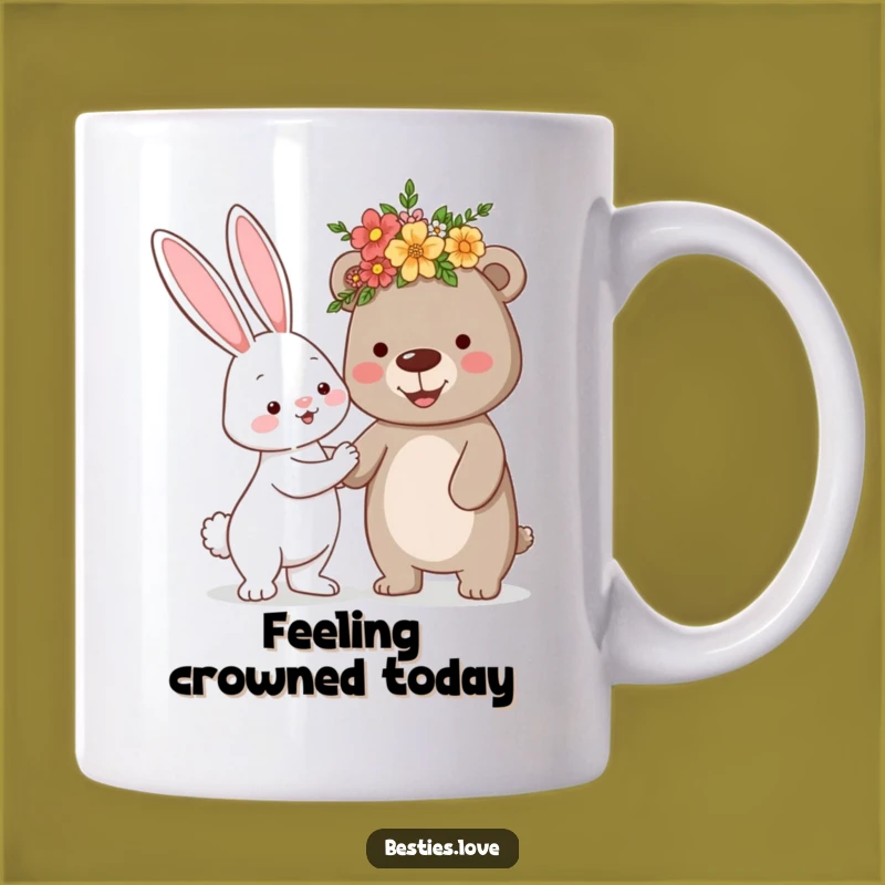 Funny Bunny Bear Flower Crown Mug - Adorable Cute Gift for Friends