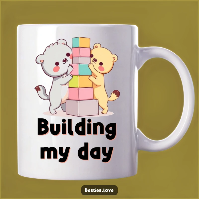 Funny Bestie Animals Block Tower Mug: A Hilarious Gift for Teamwork Fails