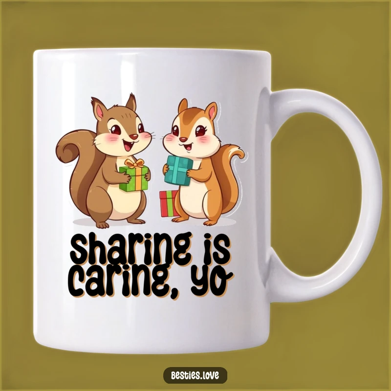 Funny Bestie Animals Squirrel Chipmunk Gift Mug - Adorable Friends Exchanging Presents