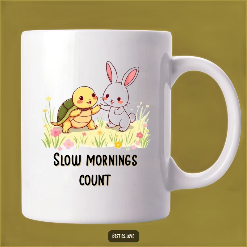 Funny Friendship Frolic Mug: Turtle & Rabbit Tagging, Perfect Funny Gift