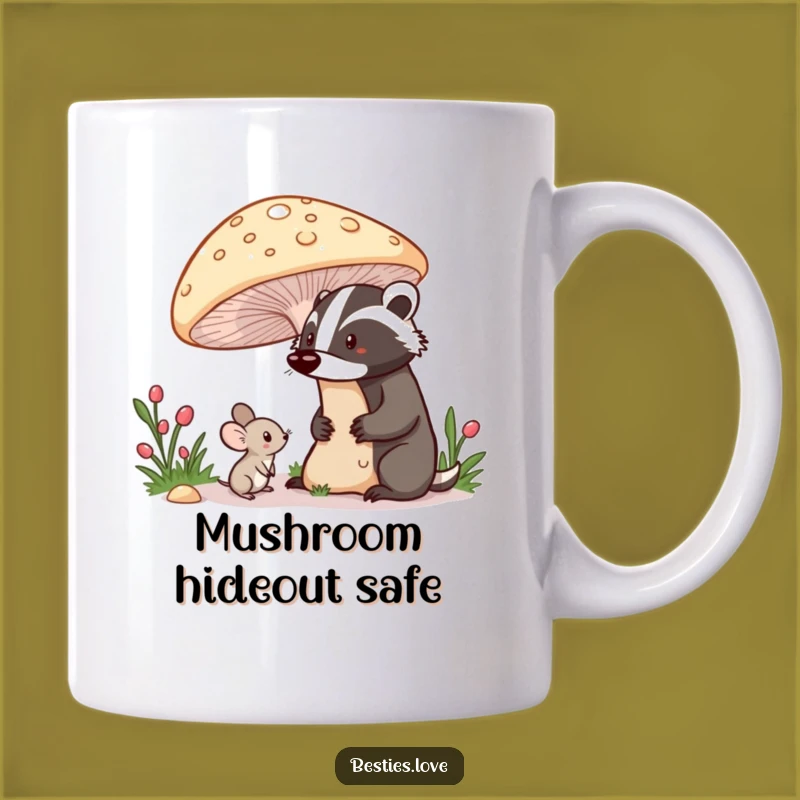 Funny Shy Mouse Badger Mug - Cute Forest Friends Gift for Nature Lovers