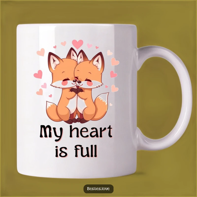 Funny Fox Friends Hugging Mug - Adorable Bestie Gift for Fox Lovers