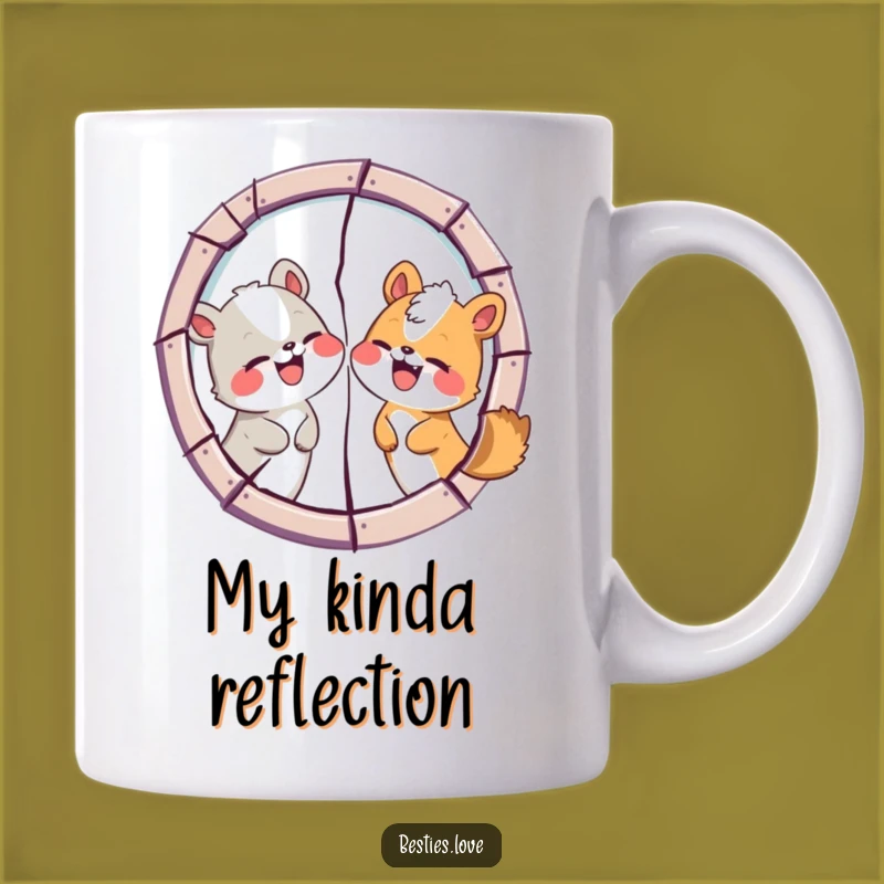 Funny Animal Friends Cracked Mirror Mug: Hilarious Sibling & Bestie Laugh Gift