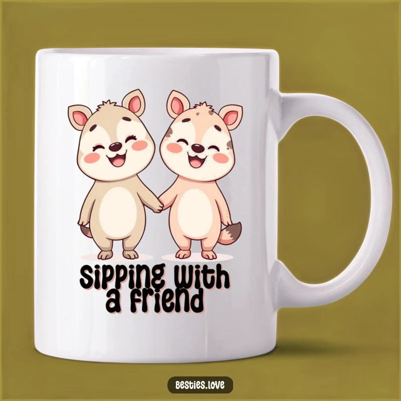 Funny Pals Mug - Silly Animals Holding Hands, Joyful Funny Gift