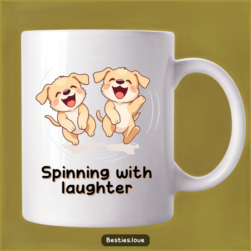 Funny Puppy Tail Chase Mug - Adorable Silly Gift for Dog Lovers