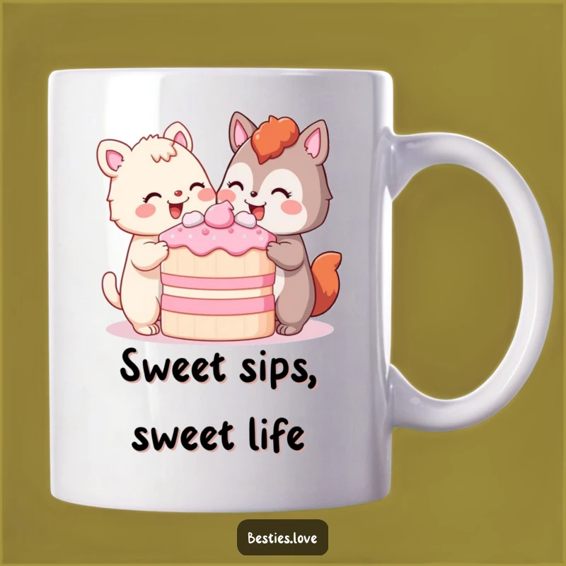 Funny Mug: Cake Sharing Bliss - The Sweetest Funny Gift for Dessert Lovers!