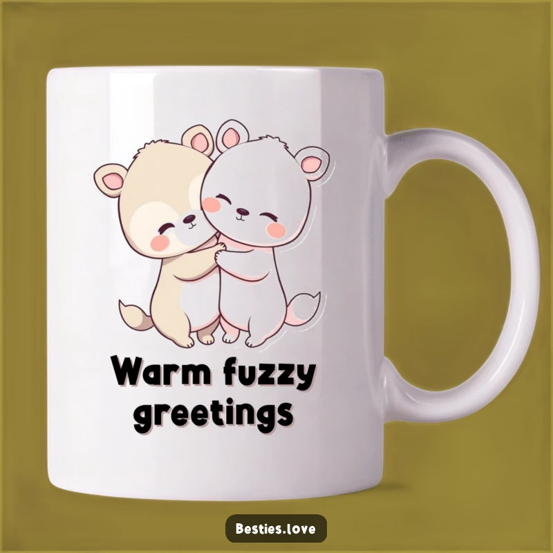 Funny Animal Hug Mug: Cute Duo Embrace, Adorable Funny Gift for Best Friends