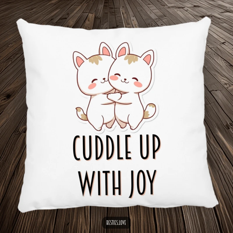 Funny Pillow: Two sweet animal shapes in a close, joyful hug, perfect for adding comfort and humor to any room.