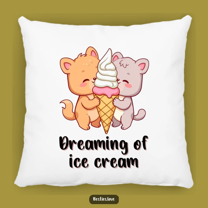 Cute Funny Animal Ice Cream Friends Pillow - Cozy Sweet Comfort