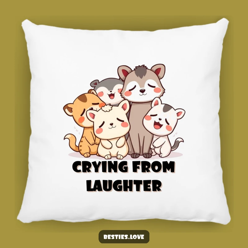 Cute Funny Animal Laughing Friends Pillow - Cozy Laughter Comfort
