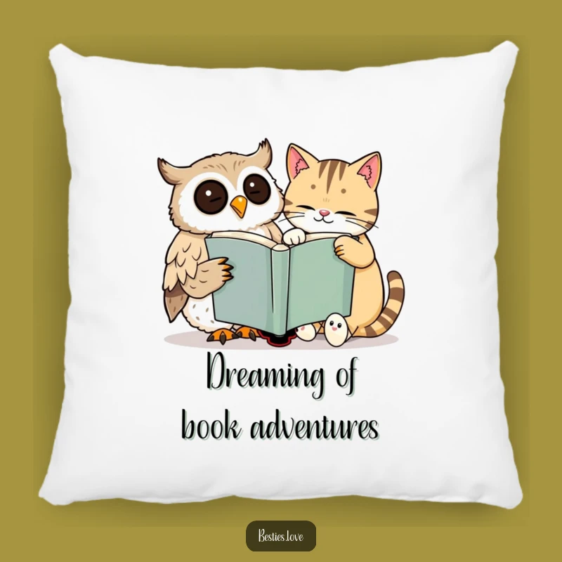 Funny Owl & Cat Pillow: Cozy Comfort Sharing a Large Book