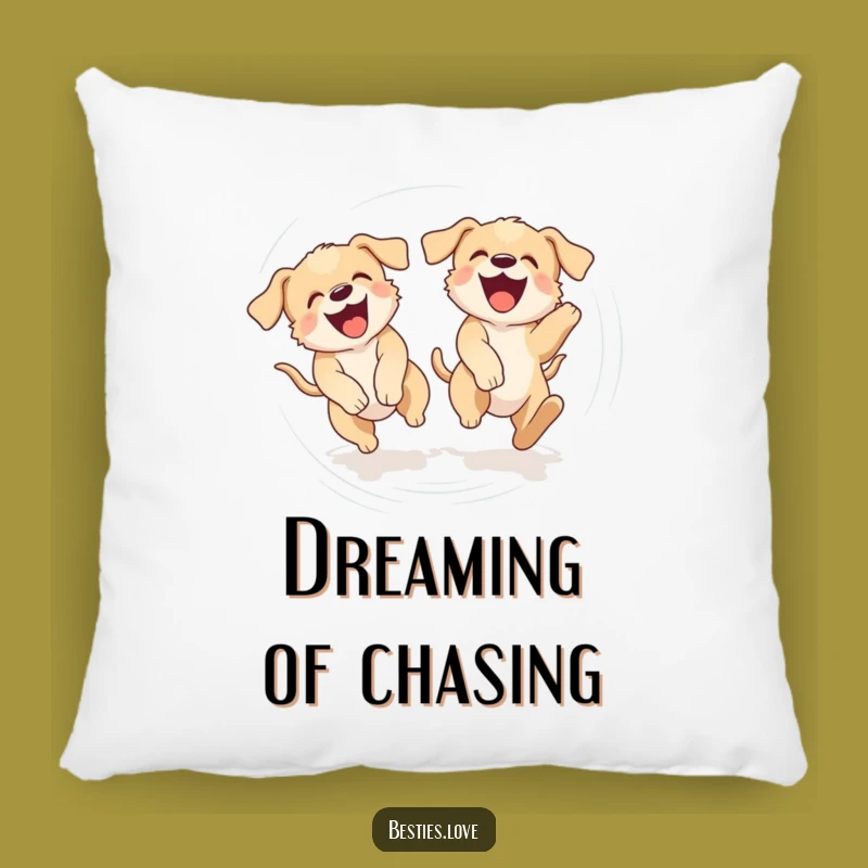 Funny Puppy Tail Chase Pillow - Silly Dog Lover Decorative Cushion