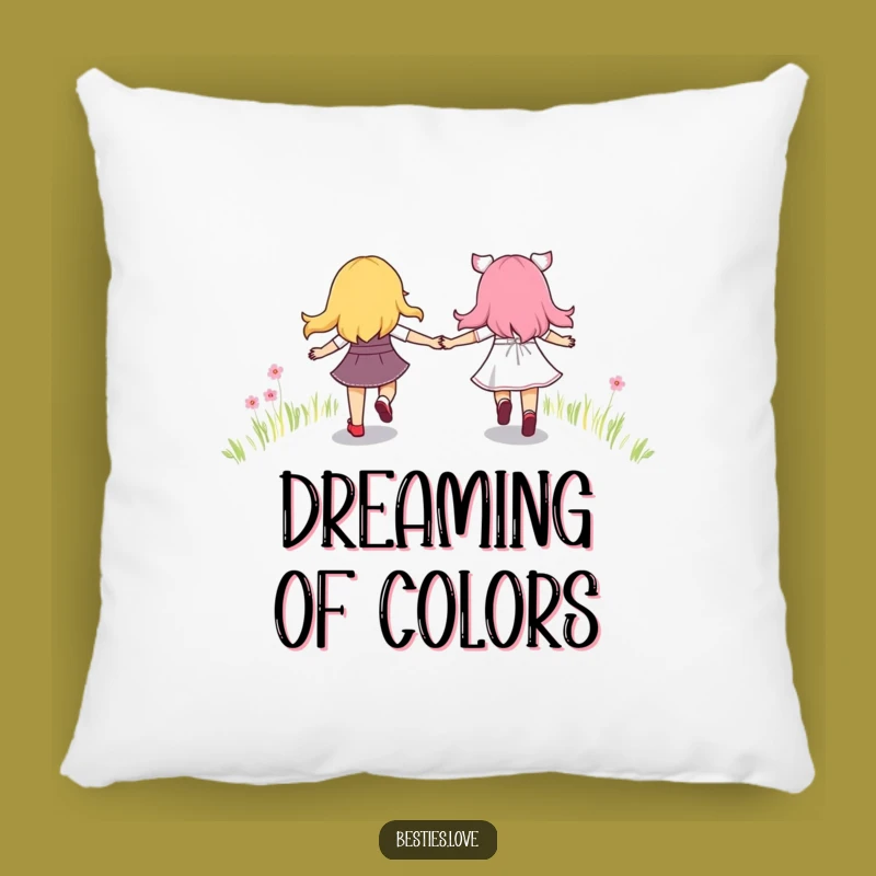 Soft Funny Best Friends Rainbow Path Pillow: Cozy Friendship Comfort