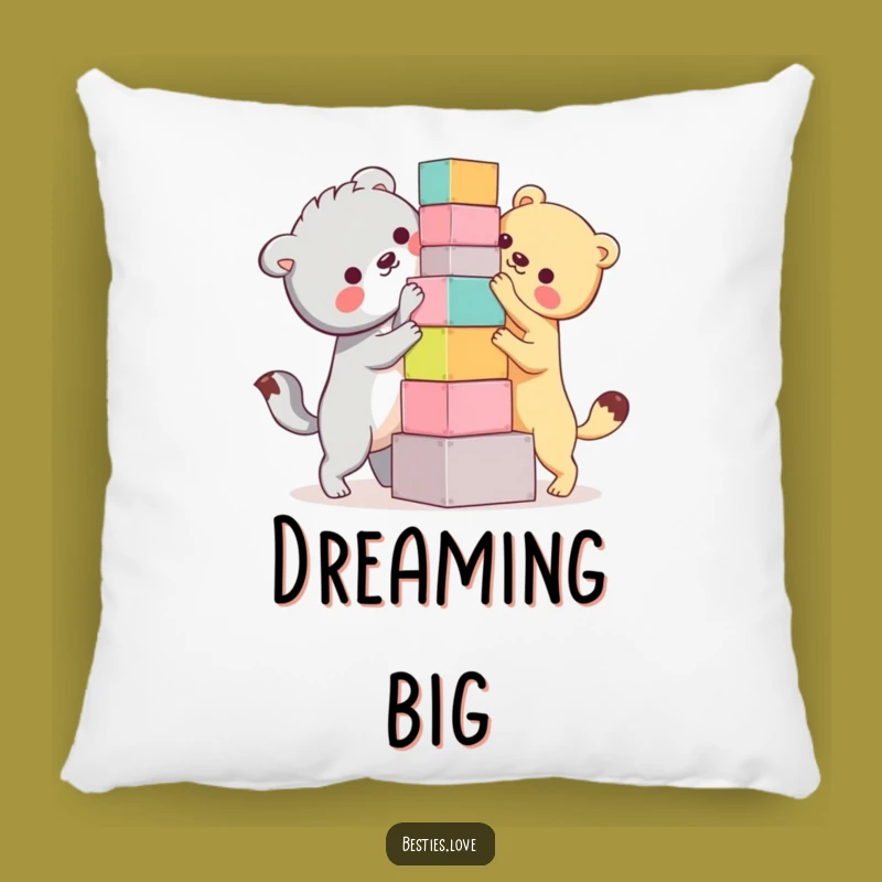 Funny Bestie Animals Block Tower Pillow: Cuddle Up with Collaborative Fun