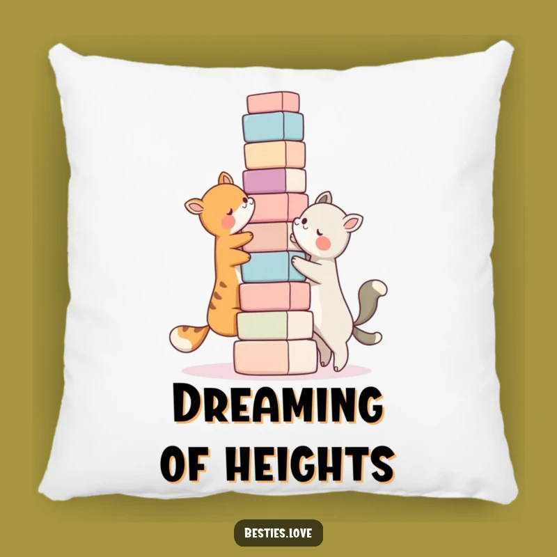 Funny Bestie Block Tower Pillow, Cozy Animal Pals Cushion, Perfect Funny Gift