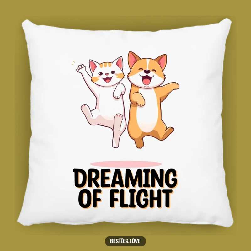 Funny Cat Dog Jump Pillow - Playful Pet Pals Decorative Cushion