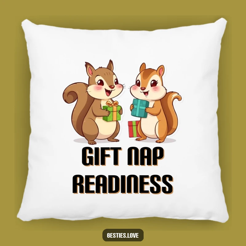 Funny Bestie Animals Pillow - Cozy Squirrel & Chipmunk Hugging Gifts