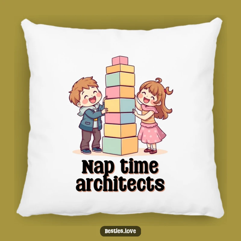 Soft Funny Best Friends Block Tower Pillow: Cozy Building Fun Gift