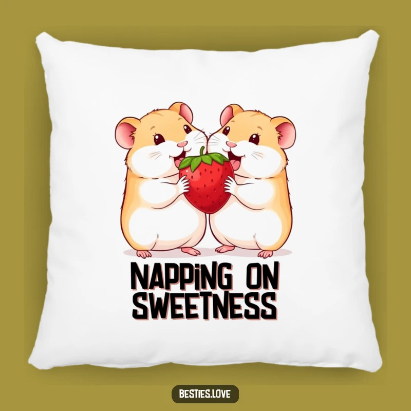 Funny Hamster Pillow: Cozy Cuddle Buddy Featuring Two Friends & Giant Strawberry