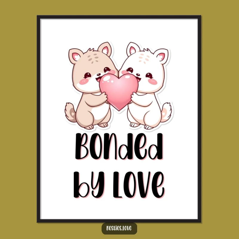 Funny Digital Art Animal Heart Print: Instant Joyful Wall Decor