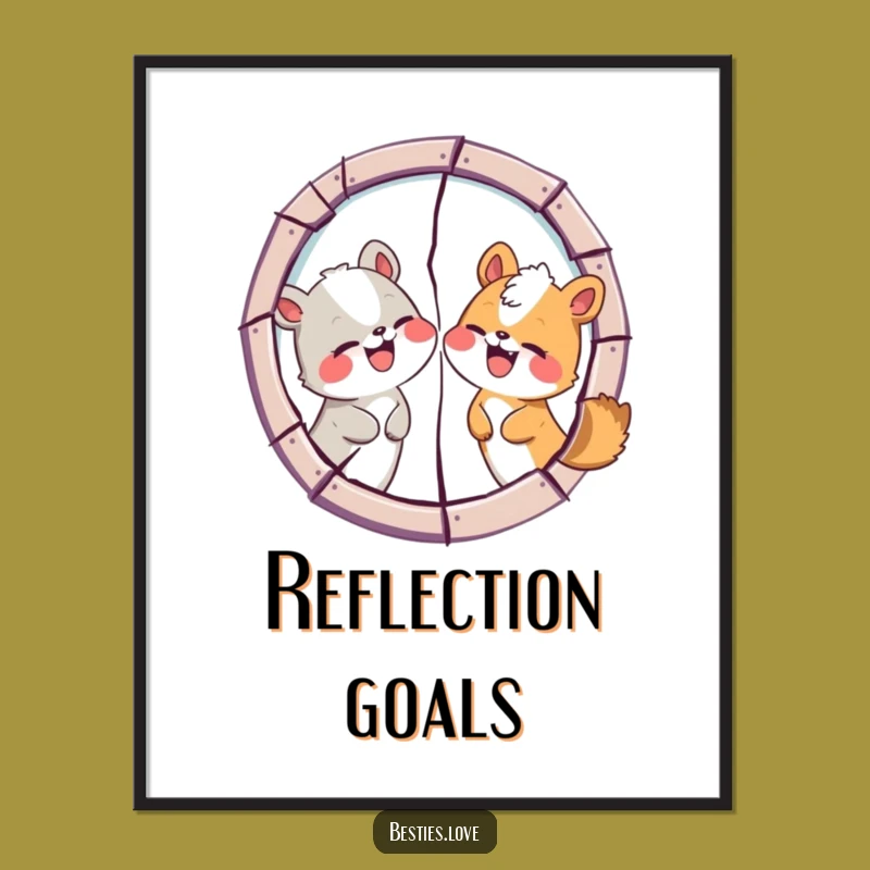 Funny Animal Friends Cracked Mirror Digital Art: Instant Hilarious Decor