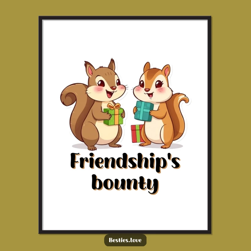 Funny Bestie Animals Digital Art - Squirrel & Chipmunk Gift Exchange Download