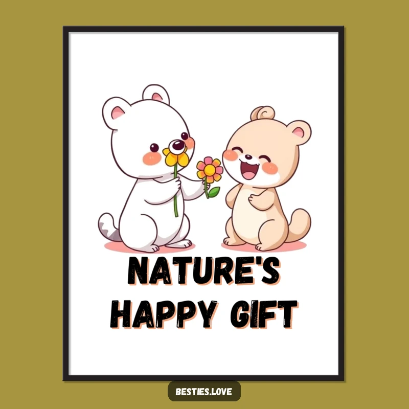Funny Digital Art Flower Animal Print: Instant Cheerful Decor