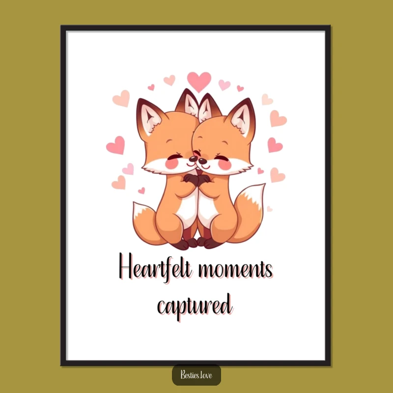 Funny Fox Friends Hug Digital Art - Adorable Cute Printable for Animal Lovers
