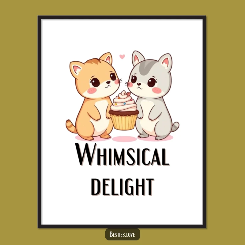 Funny Surprised Animals Cupcake Digital Art - Instant Whimsy