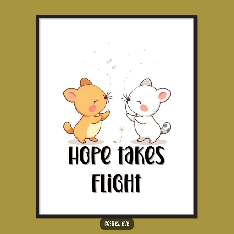 Funny Dandelion Wishes Animals Digital Art - Whimsical Decor Gift