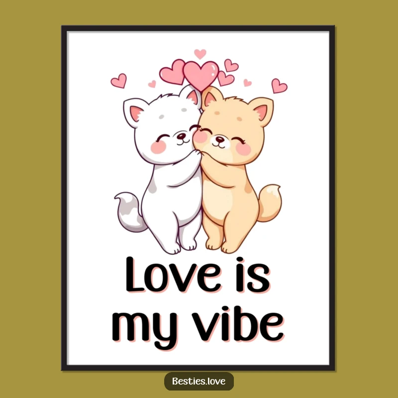 Funny Kawaii Animal Hug Digital Print: Instant Cute Decor, Adorable Gift